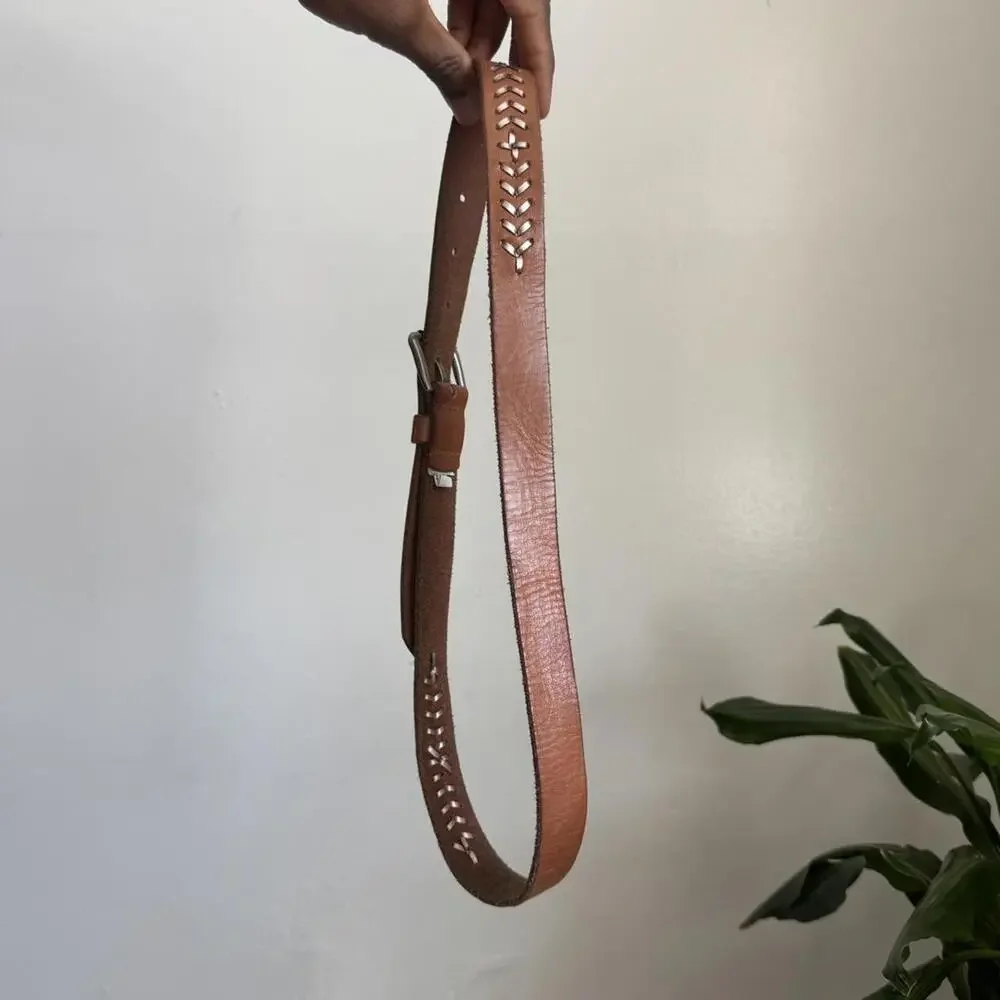 Vintage 2013 American Eagle Braided Whipstitch Leather‎ Belt size XS